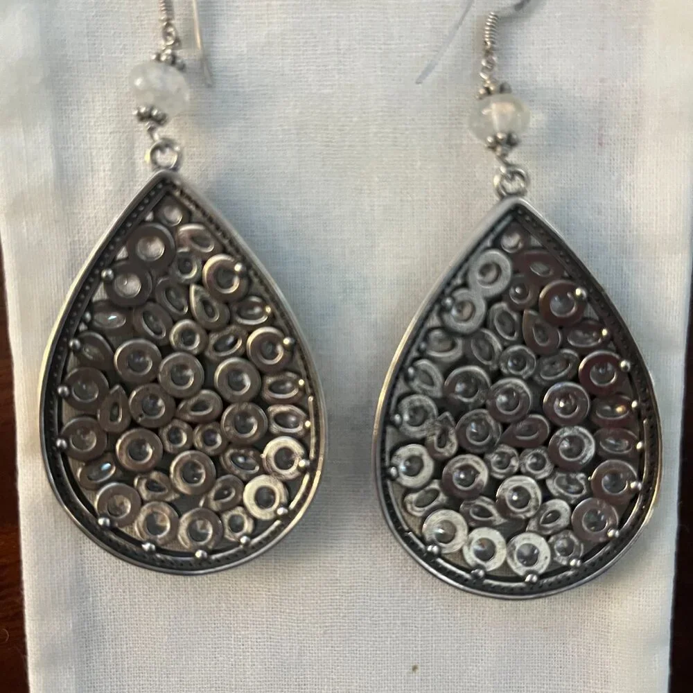 NWT TRISH BECKER FINE JEWELRY PAVE TEARDROP EARRINGS - Picture 3 of 6